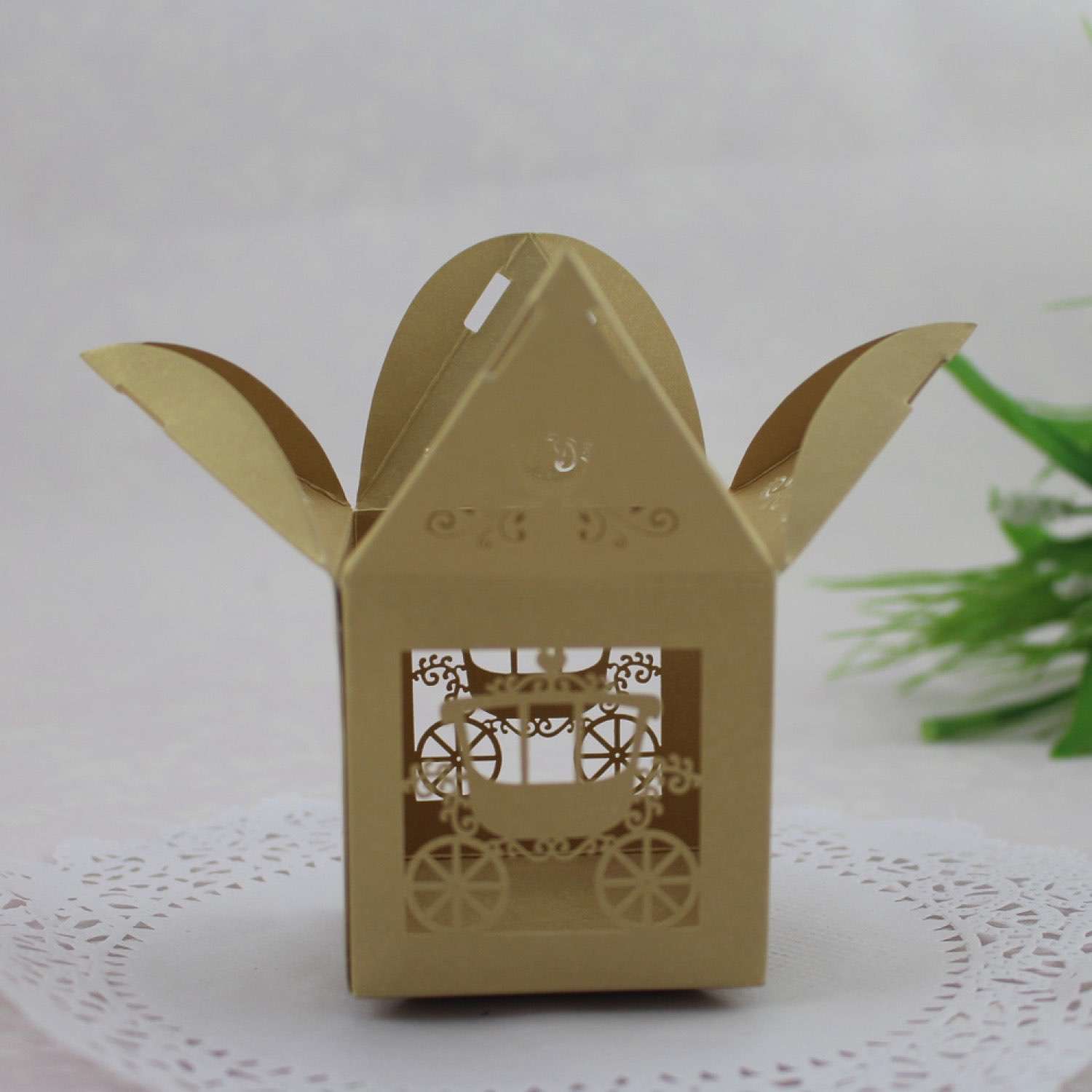 Candy Box Laser Cut Brown Paper Wedding Box Customized